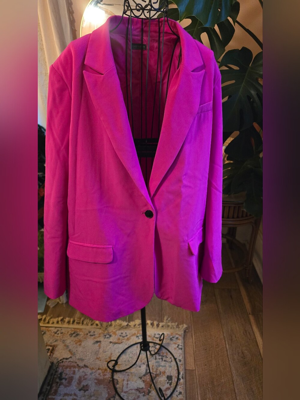 Vince Camuto Hot Pink Magenta One-Button Notch Lapel Blazer XXL EUC